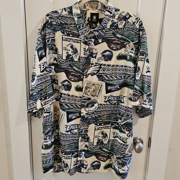 NFL Team Apparel Philadelphia Eagles Hawaiian Shirt - Size XXl - 100% Rayon - Picture 1 of 7